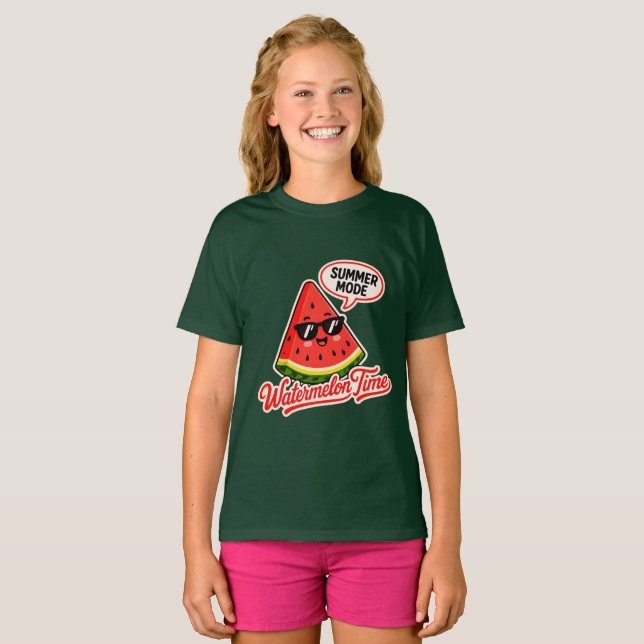 Summer Mode Watermelon Girls Tee (Front Full)