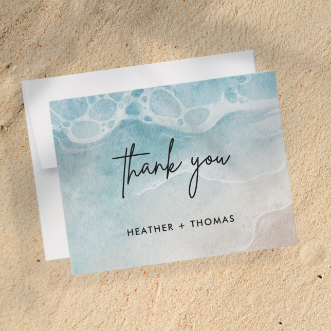 Summer Modern Beach Wedding Thank You Card (Creator Uploaded)