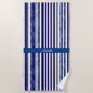 Summer Modern Navy Blue Boat Stripes Collection Beach Towel