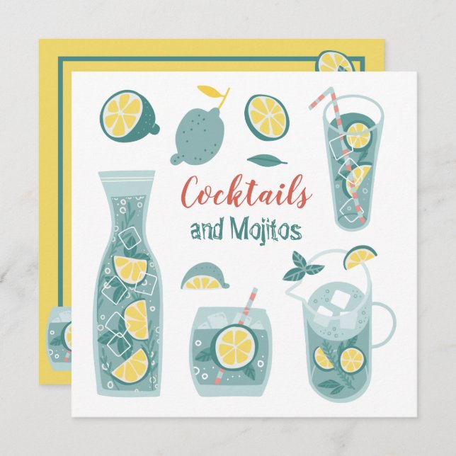Summer Mojito Cocktail Party Invitation (Front/Back)