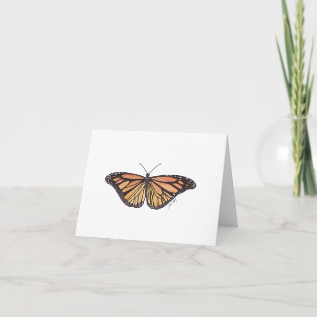 Summer Monarch Butterfly Folded Note Card (Front)
