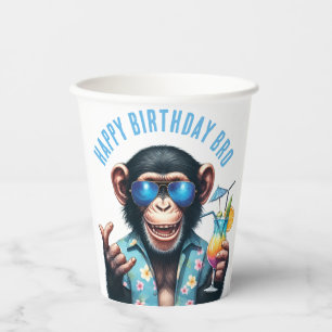 Summer Monkey Happy Birthday Bro Summer Vibes Paper Cups