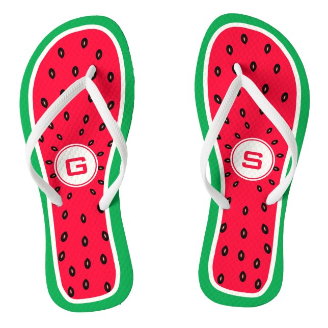Summer Monogrammed Watermelon Slice Funny Designed Jandals (Footbed)