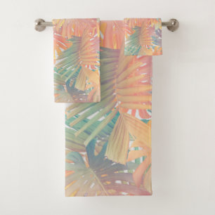 Summer Monstera Palm Jungle 1 Bath Towel Set