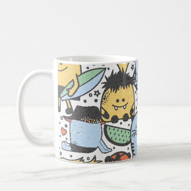 Summer monsters, colourful seamless pattern coffee mug (Left)