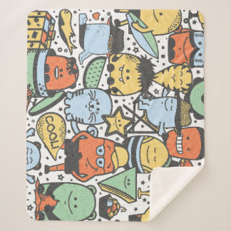 Summer monsters, colourful seamless pattern sherpa blanket