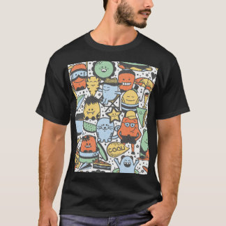 Summer monsters, colourful seamless pattern T-Shirt