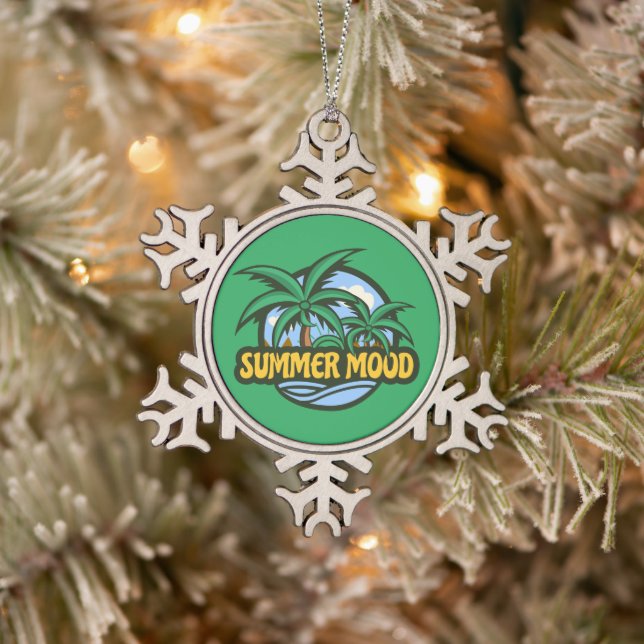 Summer Mood Snowflake Pewter Christmas Ornament (Tree)