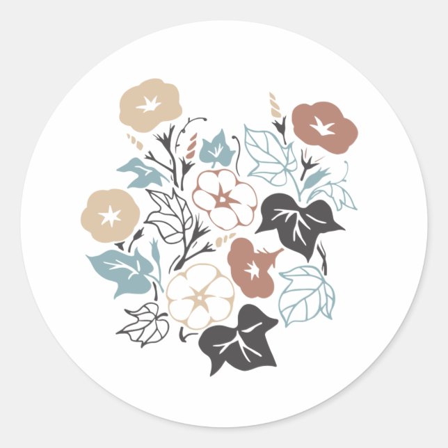 Summer Morning Glory Garden Classic Round Sticker (Front)