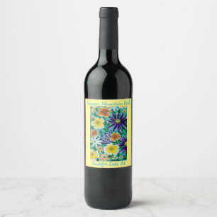 Summer Mountain Fields  Glass Stainless Steel Wate Wine Label