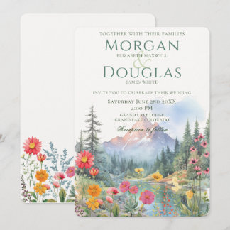 Summer Mountains and Stream Wedding Invitation