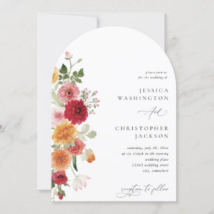 Summer Multi Colour Floral Wedding Arc Invitation