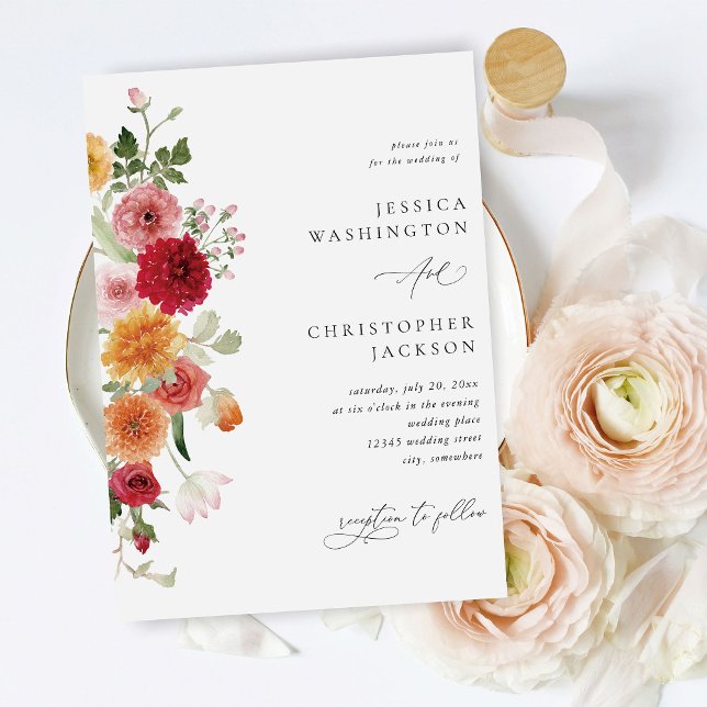 Summer Multi Colour Floral Wedding Invitation (Creator Uploaded)