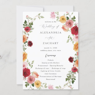 Summer Multi Colour Floral Wedding Program 2 Invitation