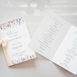 Summer Multicolor Wildflower Folded Wedding Programme<br><div class="desc">This summer multicolor wildflower folded wedding program is perfect for a rustic wedding. The design features watercolor pink,  blush,  purple,  red,  burgundy,  yellow,  white flowers and butterflies with greenery neatly bunched in elegant floral bouquets.

Include a quote or short message,  order of service,  wedding party and thank you message.</div>