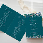 Summer Multicolor Wildflower Green Folded Wedding Programme<br><div class="desc">This summer multicolor wildflower green folded wedding program is perfect for a rustic wedding. The design features watercolor pink, blush, purple, red, burgundy, yellow, white flowers and butterflies with greenery neatly bunched in elegant floral bouquets. Include a quote or short message, order of service, wedding party and thank you message....</div>