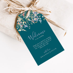 Summer Multicolor Wildflower Green Wedding Welcome Gift Tags
