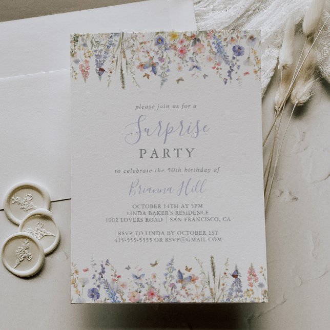 Summer Multicolor Wildflower Surprise Party Invitation (Creator Uploaded)