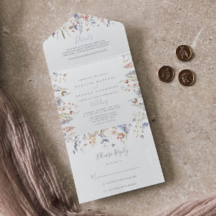 Summer Multicolor Wildflower Wedding     All In One Invitation