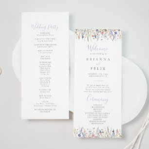 Summer Multicolor Wildflower Wedding Program Programme