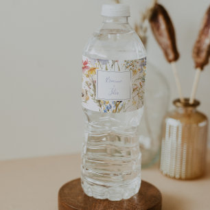 Summer Multicolor Wildflower Wedding  Water Bottle Label