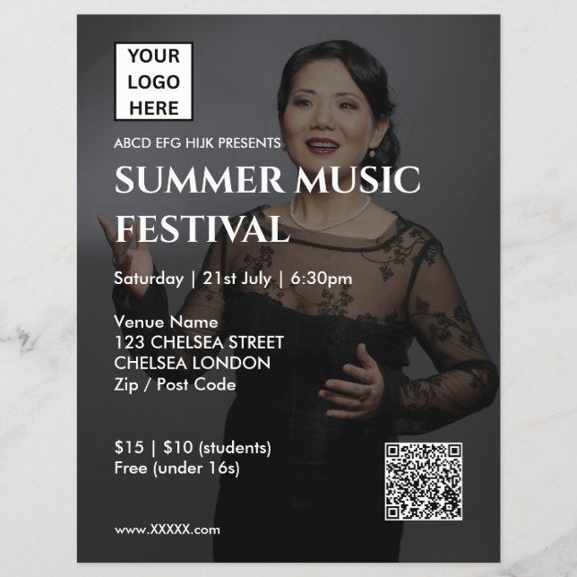 Summer Music Festival QR Code and Logo Flyer (Front)
