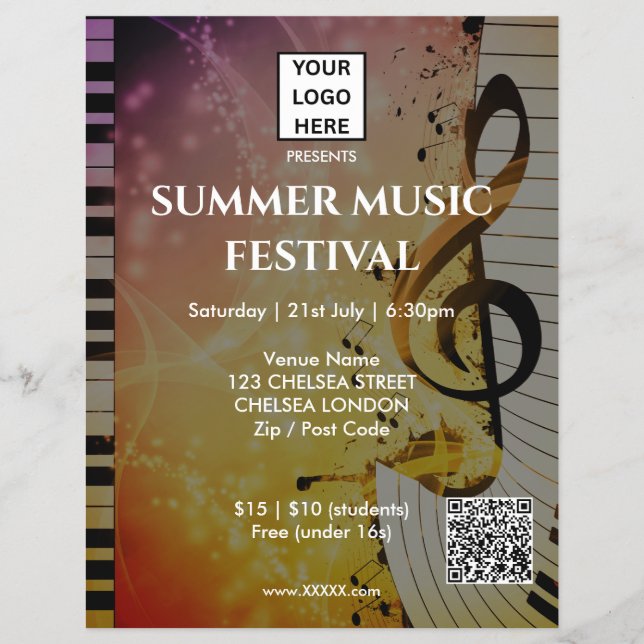 Summer Music Festival QR Code and Logo Flyer (Front)