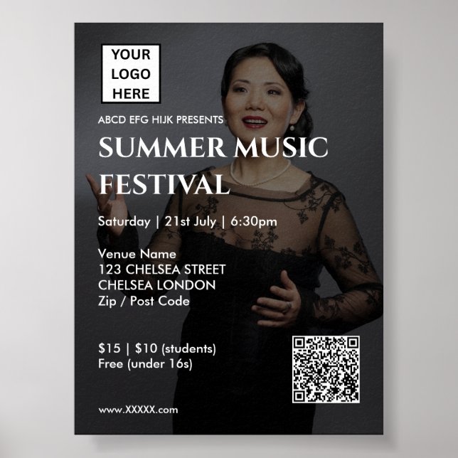Summer Music Festival QR Code and Logo Poster (Front)