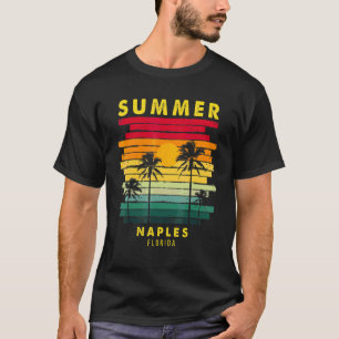 Summer Naples Florida Beach Sunset Retro T-Shirt
