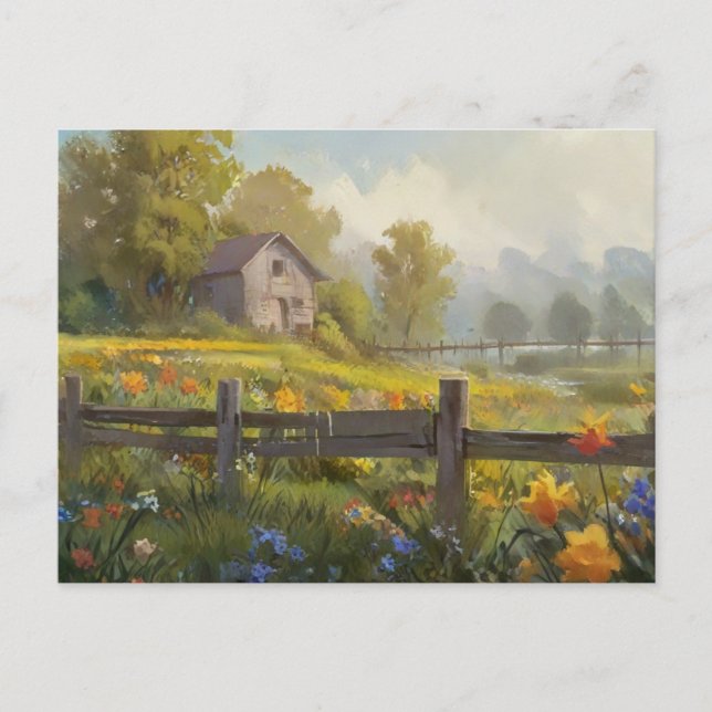 Summer  Nature House Postcard Watercolor (Front)