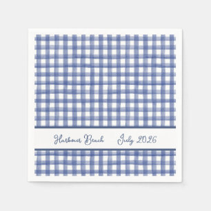 Summer Nautical Blue Gingham, Chequered July 4th Napkin