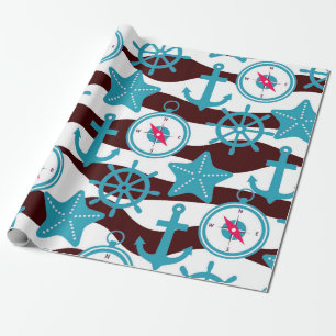 Summer Nautical Pattern Wrapping Paper