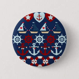 Summer Nautical Theme Anchors Sail Boats Helms 6 Cm Round Badge