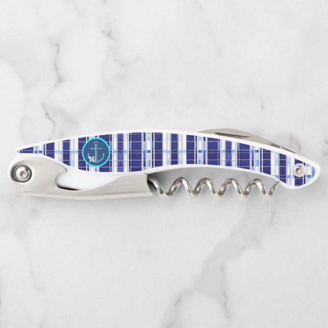 Summer Navy Blue Boat Modern Stripes Collection Corkscrew (Front)
