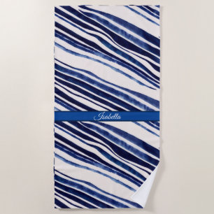 Summer Navy Blue Boat Popular Stripes Collection Beach Towel
