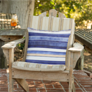 Summer Navy Blue Modern Boat Stripes Collection Cushion
