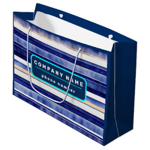 Summer Navy Blue Modern Boat Stripes Collection Large Gift Bag