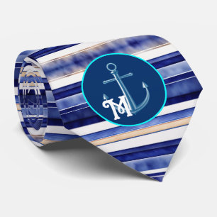 Summer Navy Blue Modern Boat Stripes Collection Tie