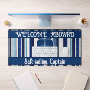 Summer Navy Blue Popular Boat Stripes Collection Desk Mat