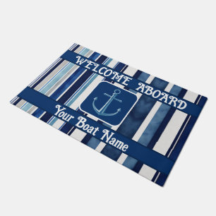 Summer Navy Blue Popular Boat Stripes Collection Doormat
