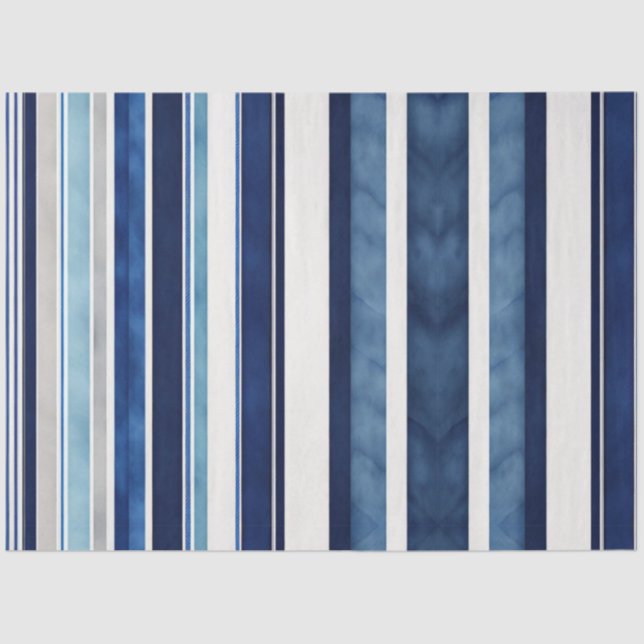 Summer Navy Blue Popular Boat Stripes Collection Tissue Paper (Front)