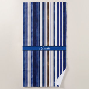 Summer Navy Blue Trendy Boat Stripes Collection Beach Towel