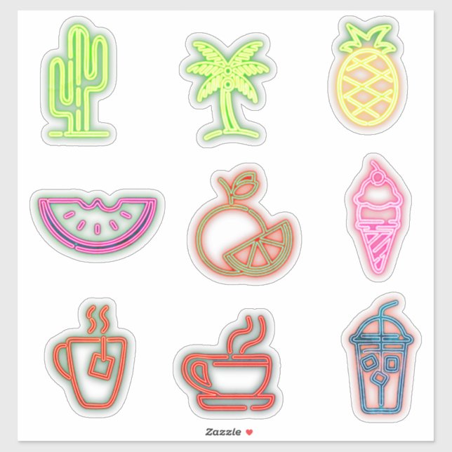 Summer neon coffee fruit plant cute (Sheet)