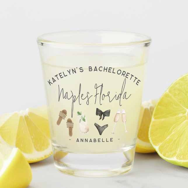Summer Neutrals Personalised Bachelorette Party Shot Glass (Creator Uploaded)