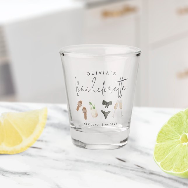 Summer Neutrals Personalised Bachelorette Party Shot Glass (Creator Uploaded)
