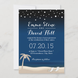 Summer Night Beach Wedding Invitations