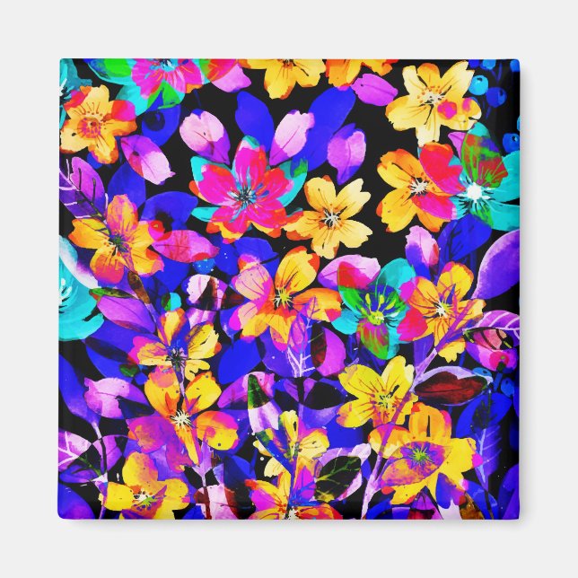 Summer Night Blooming Garden Flowers Magnet (Front)
