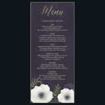 Summer Night Flowers Wedding Menu Card<br><div class="desc">This whimsical Menu Card features watercolor anemone flowers in a summer night and the word "love" in gold. For the perfect mood of a summer Wedding. This beautiful printed Menu Card can be customised for your special day. Check out the SplendidSummer Store for Wedding Invitation, Envelope, Table Numbers, RSVP and...</div>