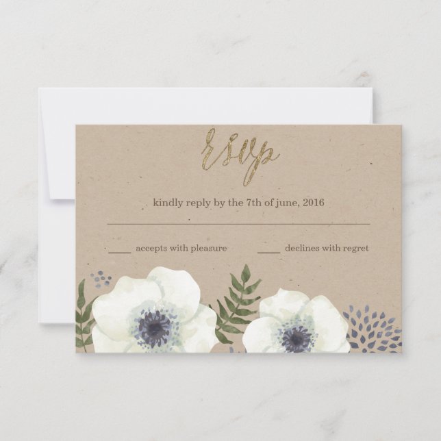 Summer Night Flowers Wedding RSVP Card (Front)