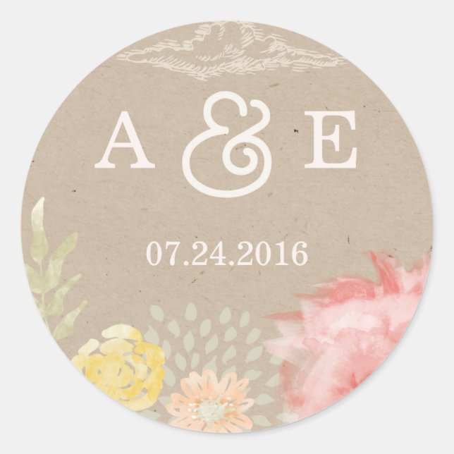 Summer Night Flowers Wedding Sticker (Front)
